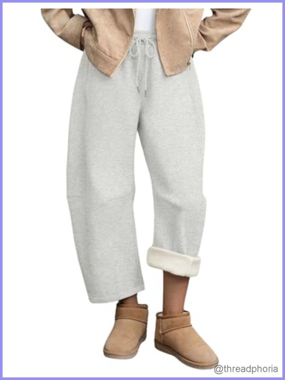 Fleece Lined Barrel Leg Baggy Sweatpants Women Winter Joggers